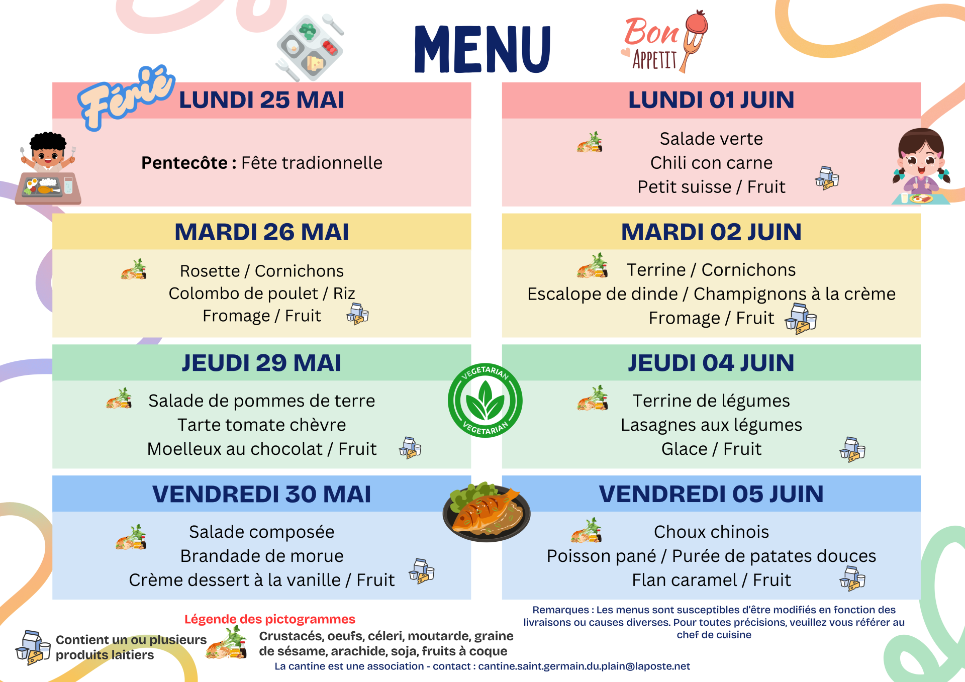 2026 menu de la semaine 22 et 23